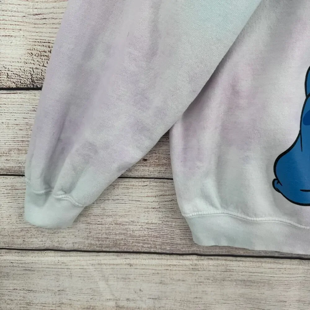 Disney Stitch Tie Dye 3D Logo Crewneck Sweatshirt Adult Size XXL Pink/Blue - Picture 7 of 11
